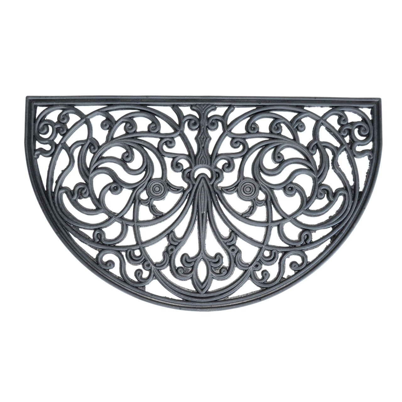 AmeriHome Decorative Scrollwork Rubber Entry Mat 18 x 30 in. - Arc Shape